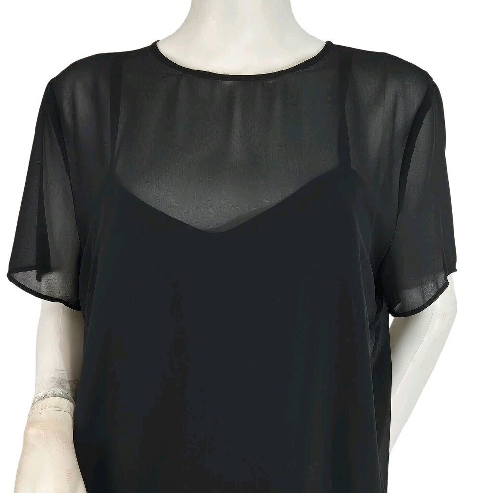 Marella Women's Top Blouse 2 Pc Size 8 Short Sleeve Black Round Neck NWT 12 - Picture 1 of 10